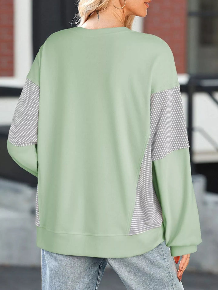 Striped Round Neck Long Sleeve Sweatshirt