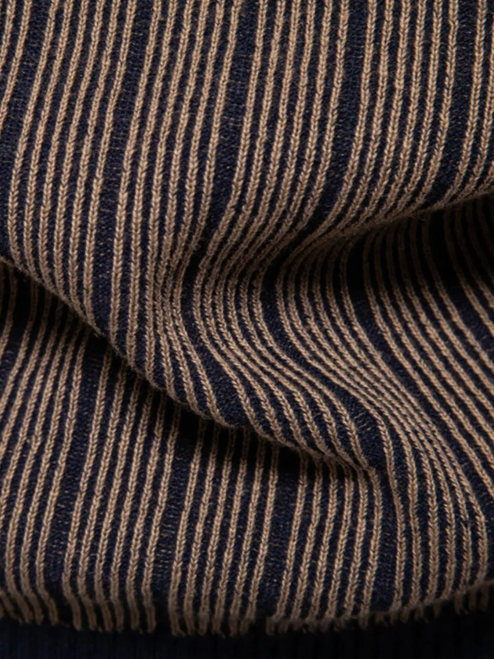 Men's Mock Neck Contrast Striped Sweater