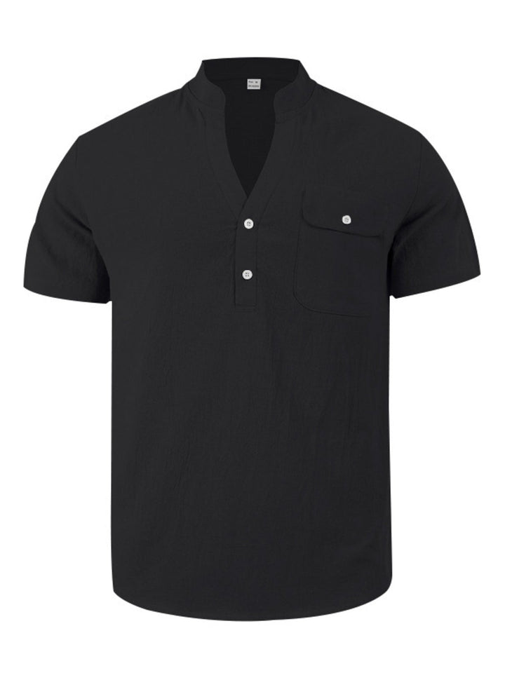 Men's Full Size Button Detail Short Sleeve Shirt Plus Size