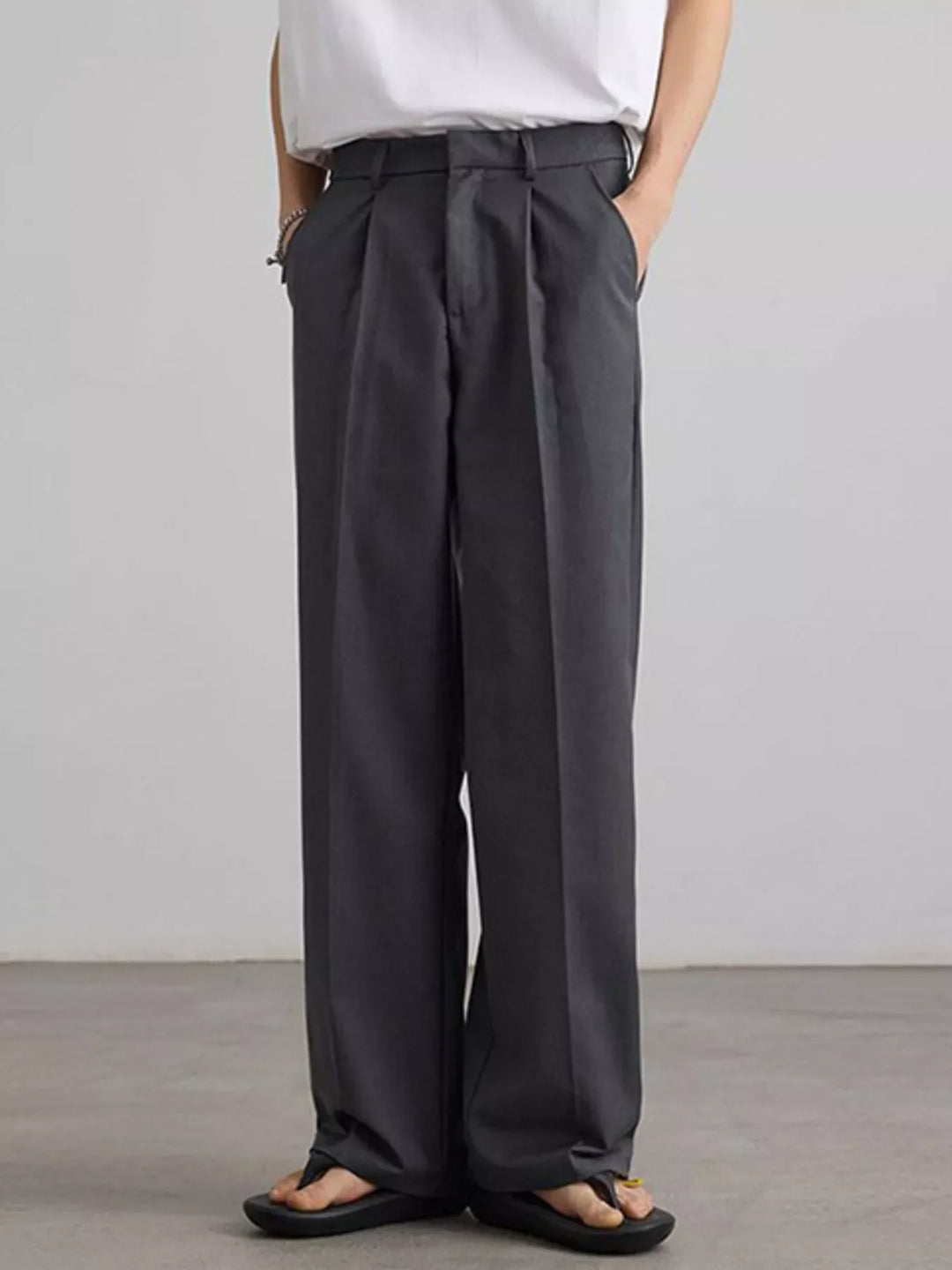 Men's Pleated Wide Leg Pants