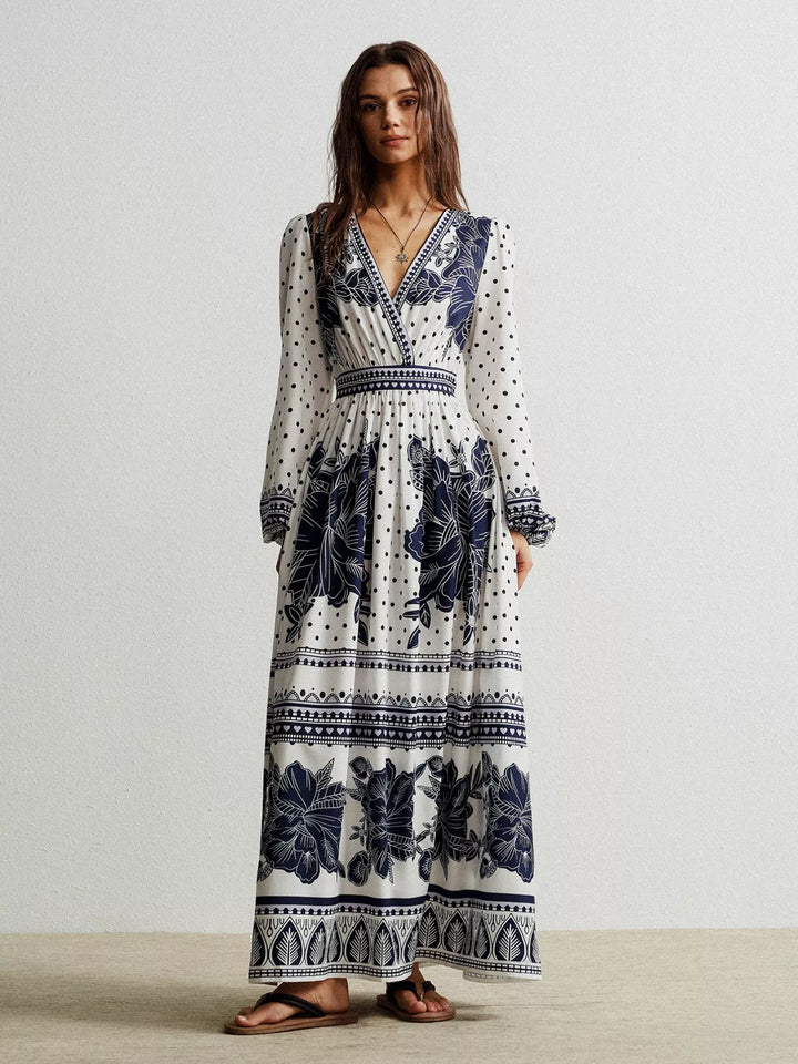 Floral Print Long Sleeve Maxi Dress