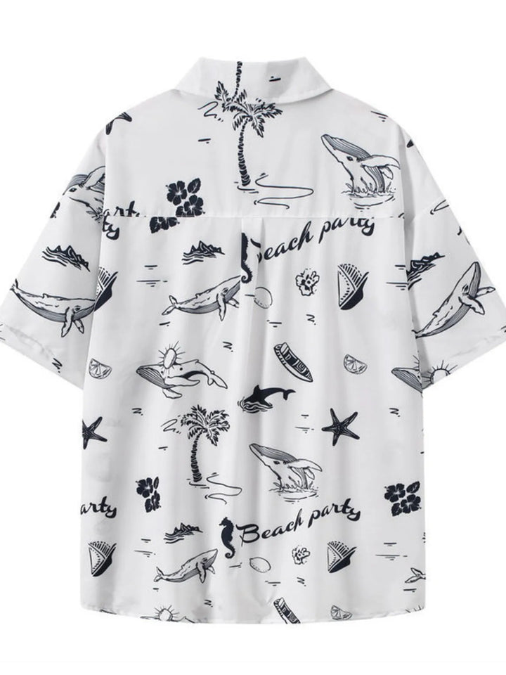 Men's Plus Size Tropical Print Short Sleeve Shirt