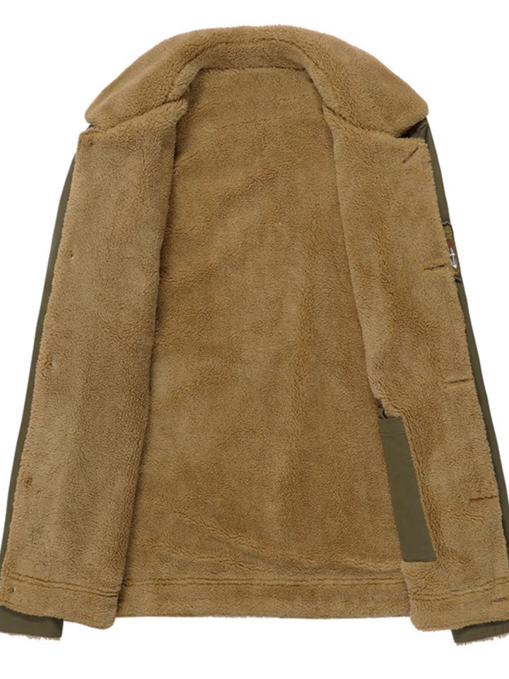 Men's Plus Size Button Up Fleece Lined Jacket