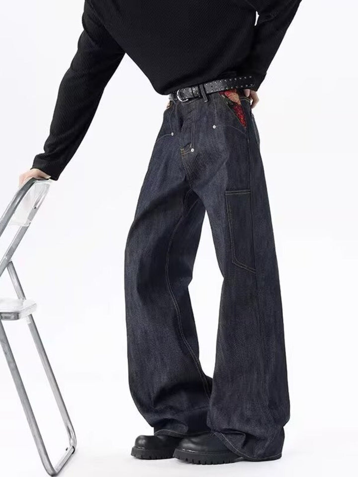 Men's Full Size Wide Leg Wash Jeans Plus Size
