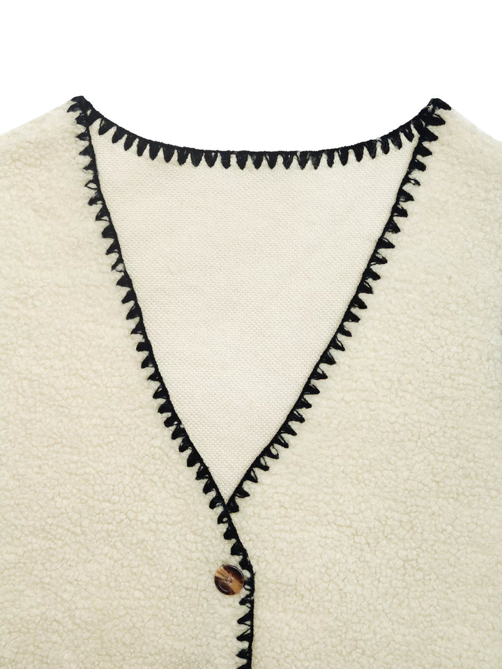 V-Neck Button Up Vest Coat