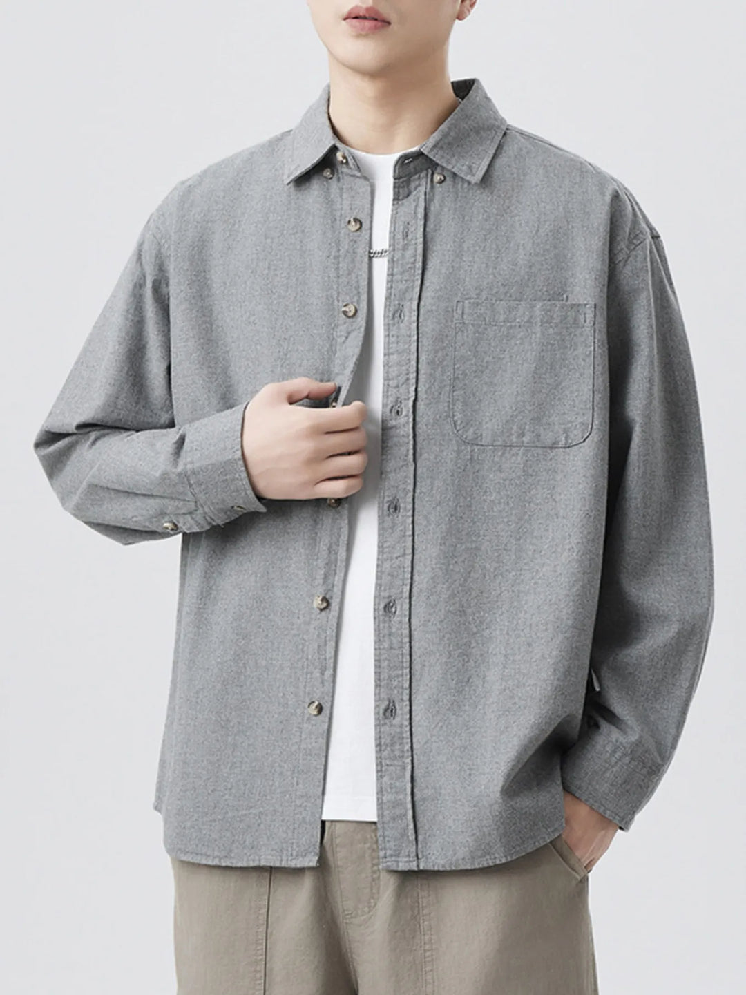 Men's Plus Size Button Up Long Sleeve Shirt