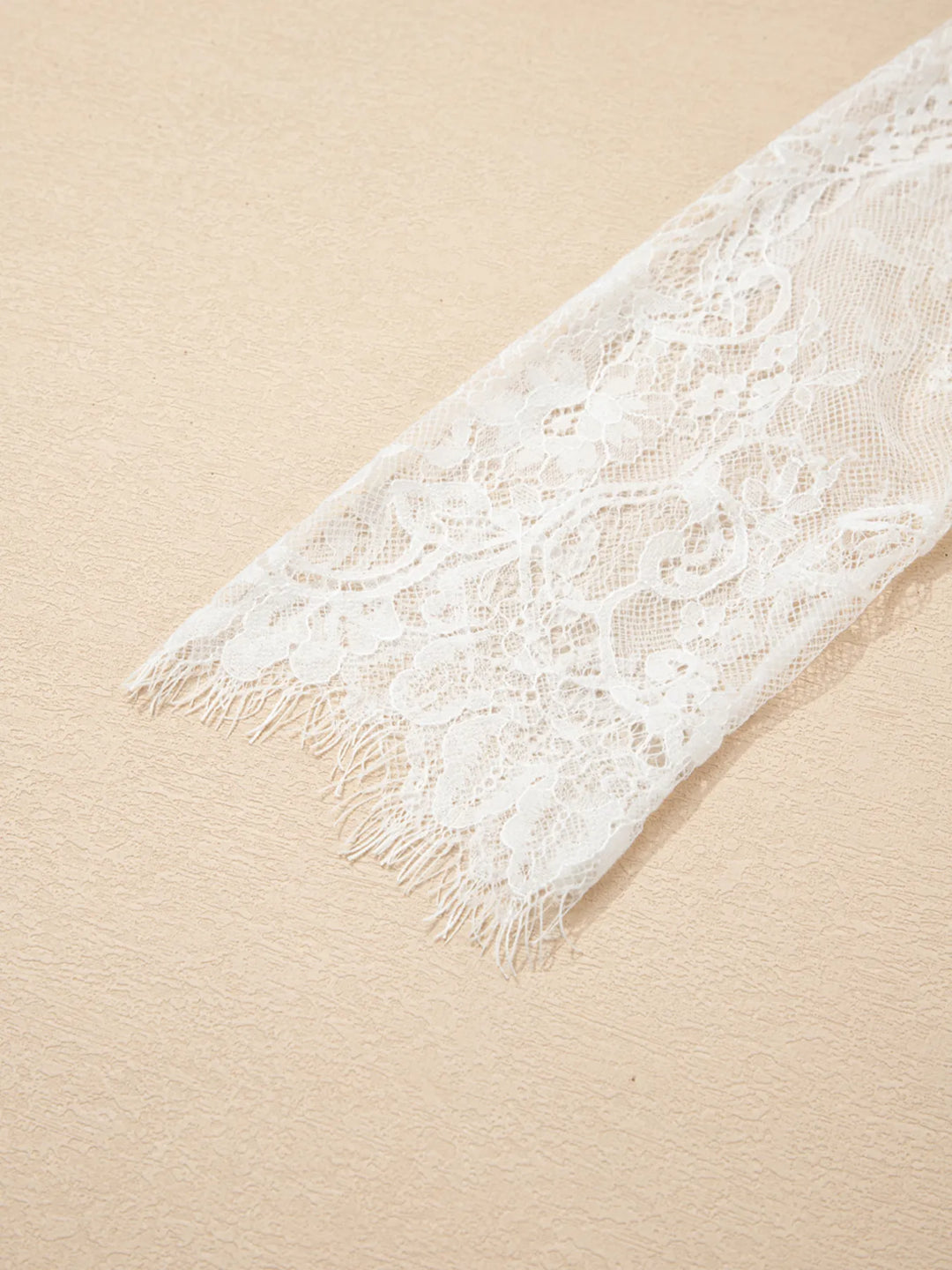 Lace Sleeve Patchwork Faux Two-piece Fuzzy Sweater