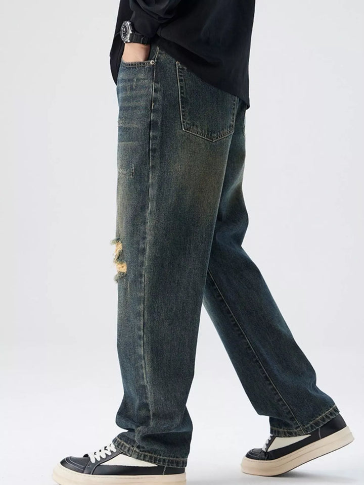 Men's Distressed Wide Leg Jeans