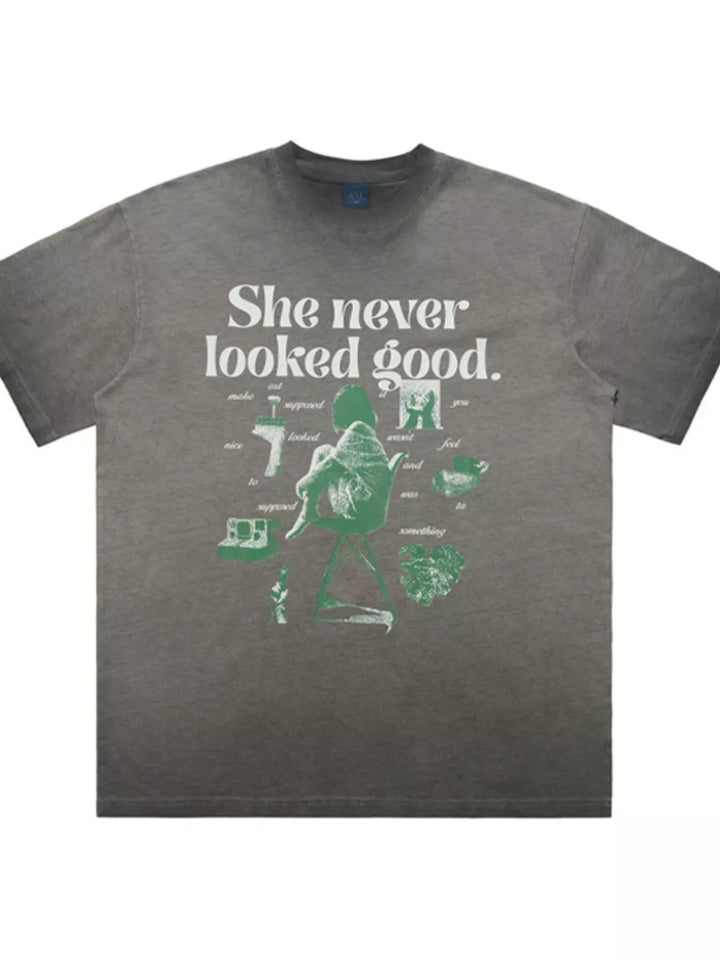 Men's Vintage Graphic Round Neck Oversized T-Shirt