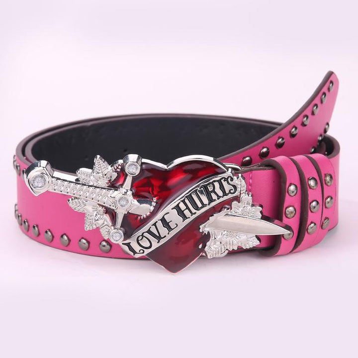 One Sword Piercing The Heart Big Head Belt Buckle Personality Spicy Girl
