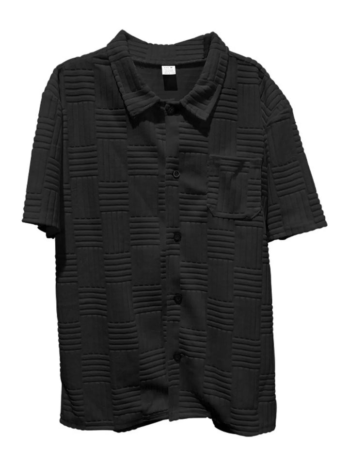 Men's Full Size Button Up Short Sleeve Top and Shorts Set Plus Size