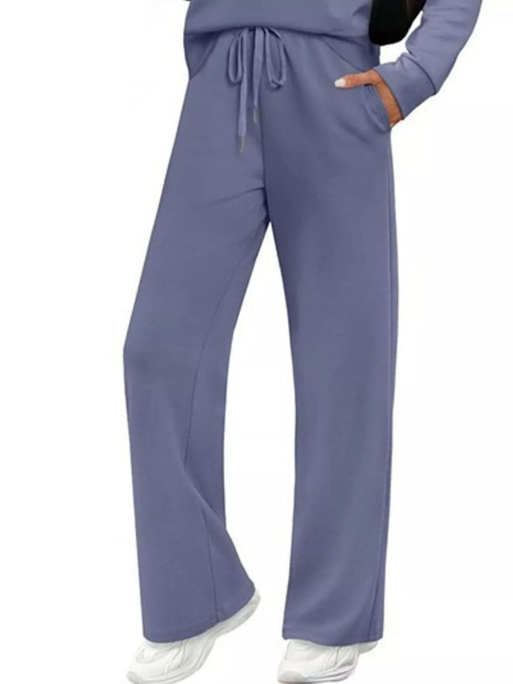 Full Size Long Sleeve Round Neck Top and Pants Set Plus Size