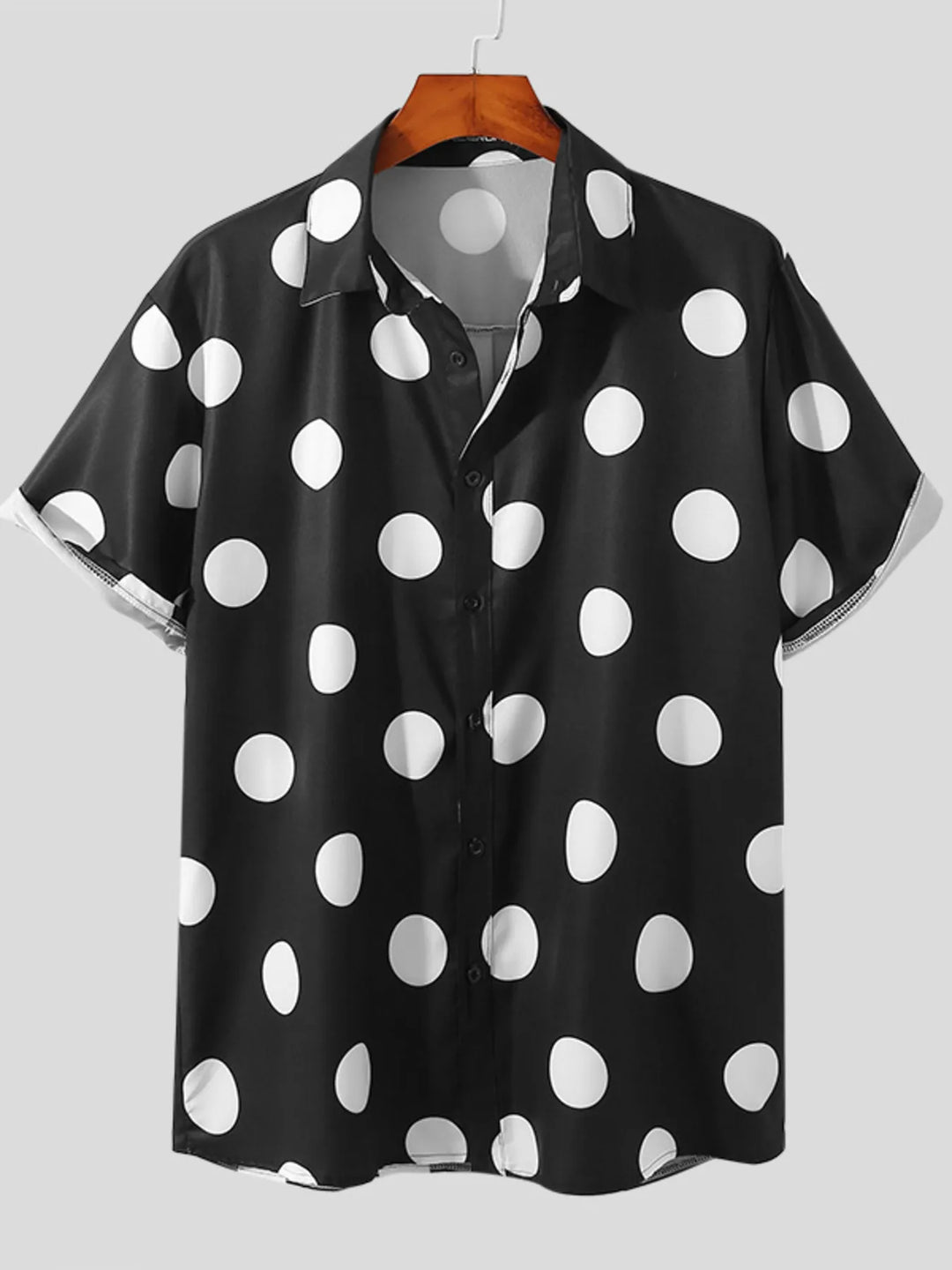 Men's Full Size Polka Dot Short Sleeve Button-Up Shirt Plus Size
