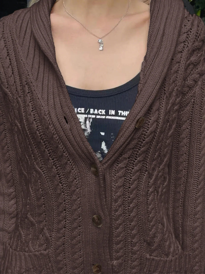 Cable Knit Button Up Cardigan