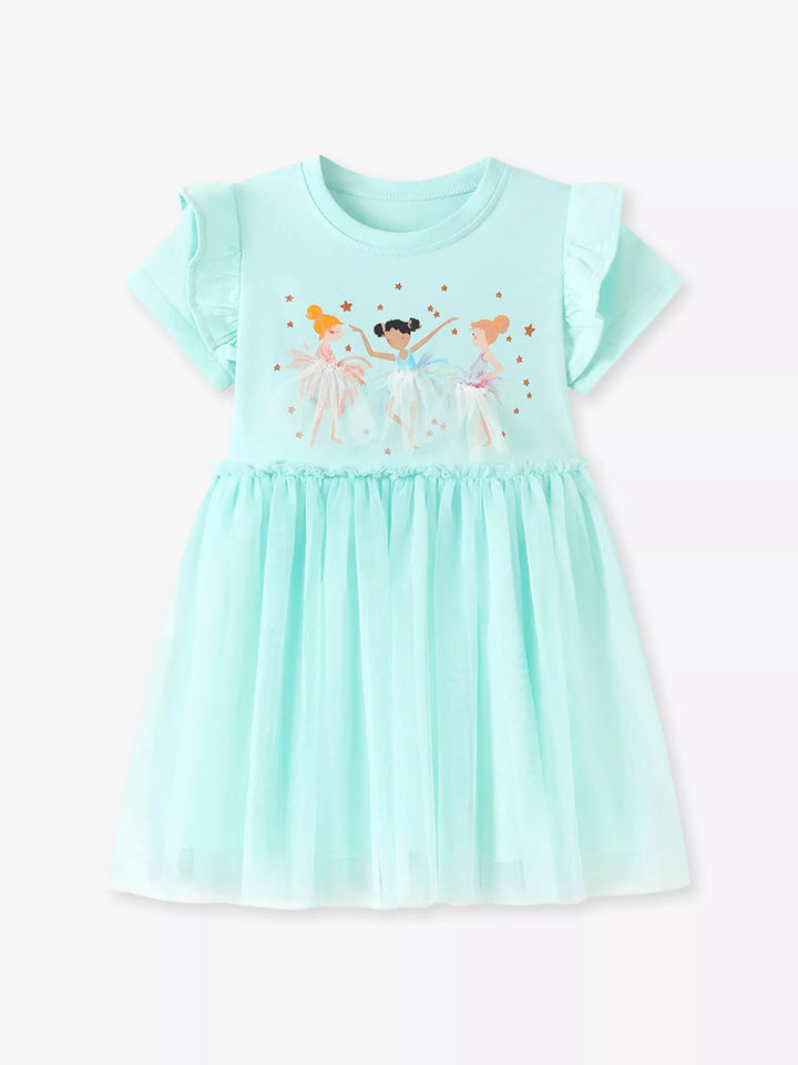 Children's Ballerina Round Neck Tulle Dress
