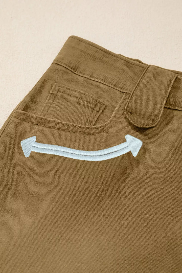 Contrast Arrow Detail Western Denim Shorts