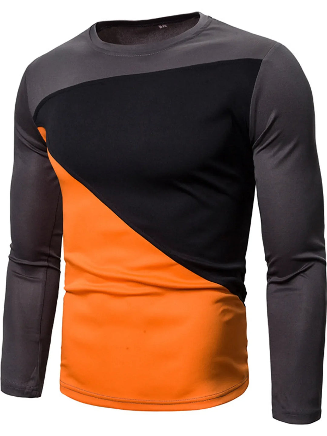 Men's Full Size Color Block Long Sleeve T-Shirt Plus Size