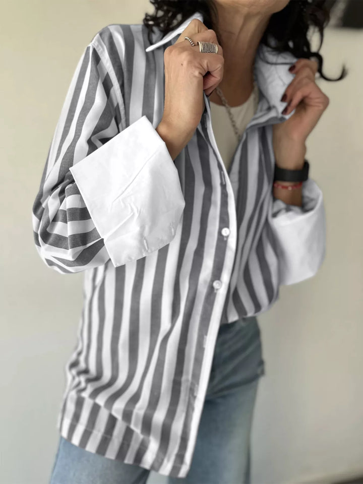 Striped Oversized Button-Up Shirt