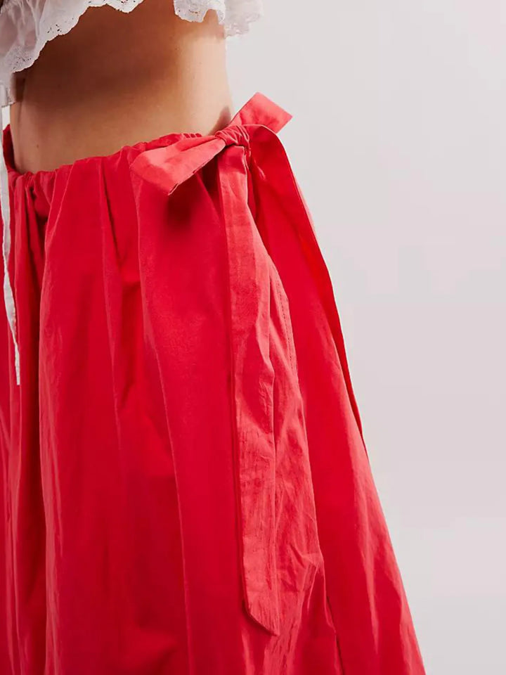 Side Bow Maxi Skirt with Pockets