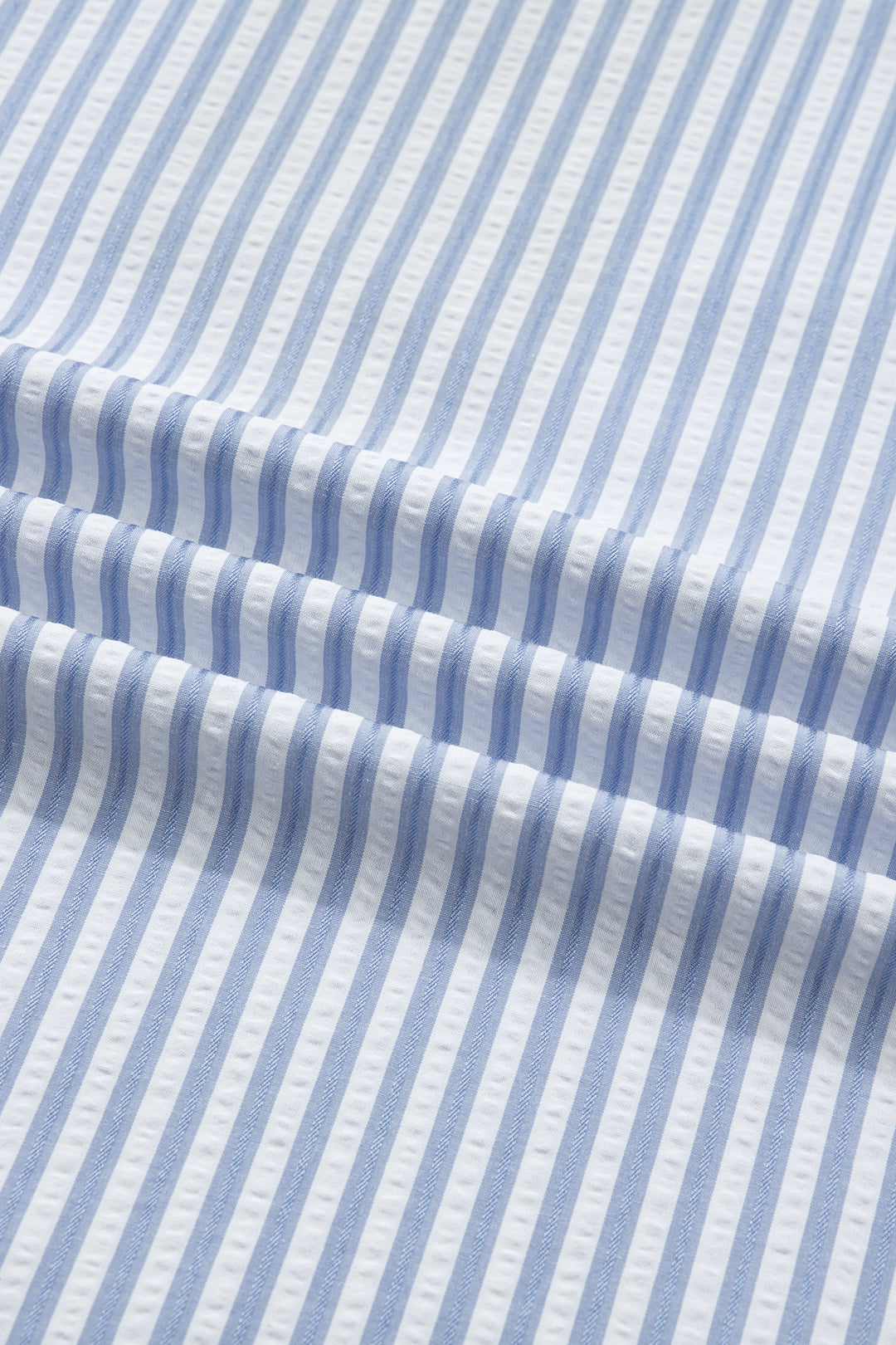 Sky Blue Stripe Plus Size Leopard Patchwork Collar Short Bubble Sleeve Blouse