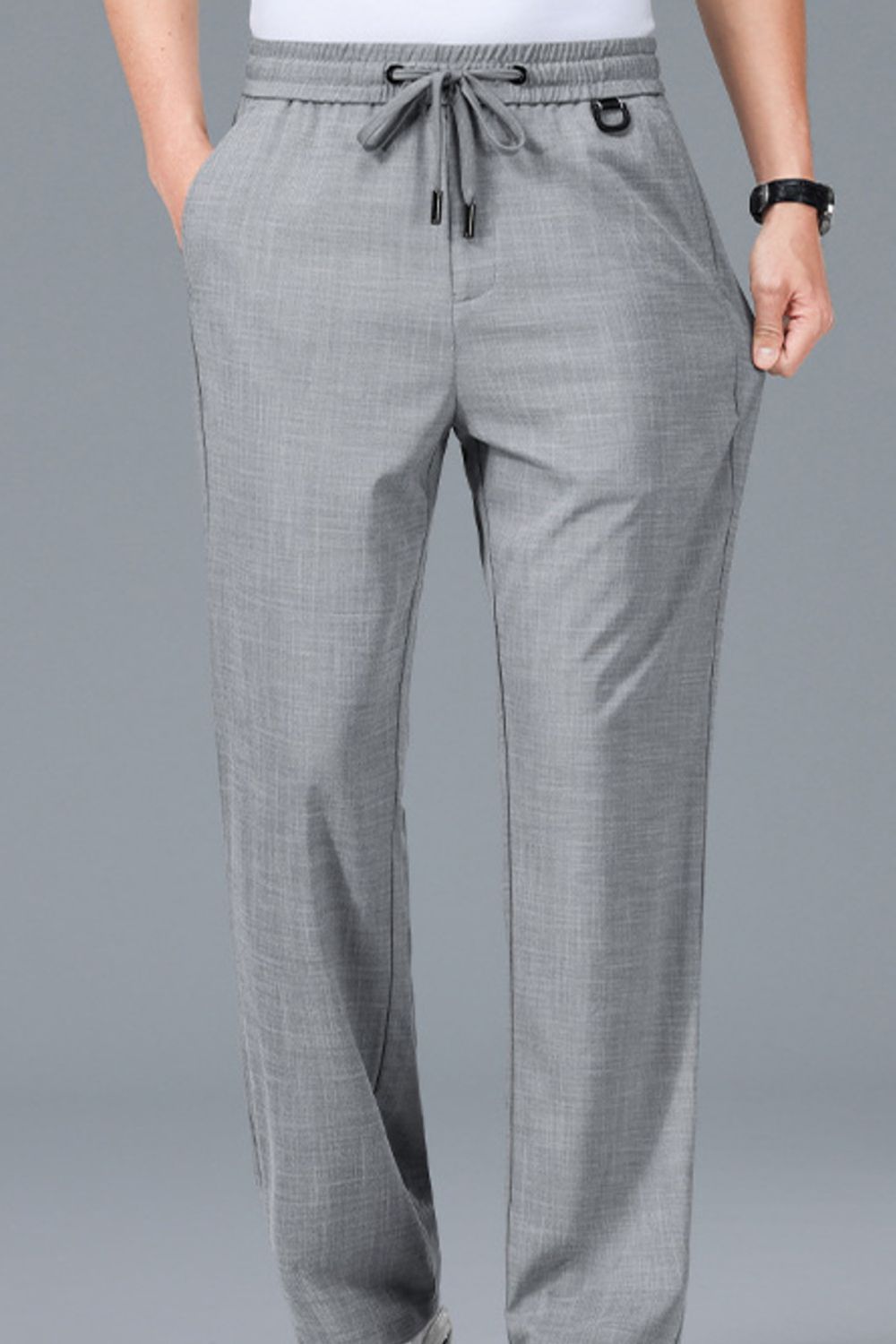 Men's Plus Size Casual Drawstring Straight-Leg Pants