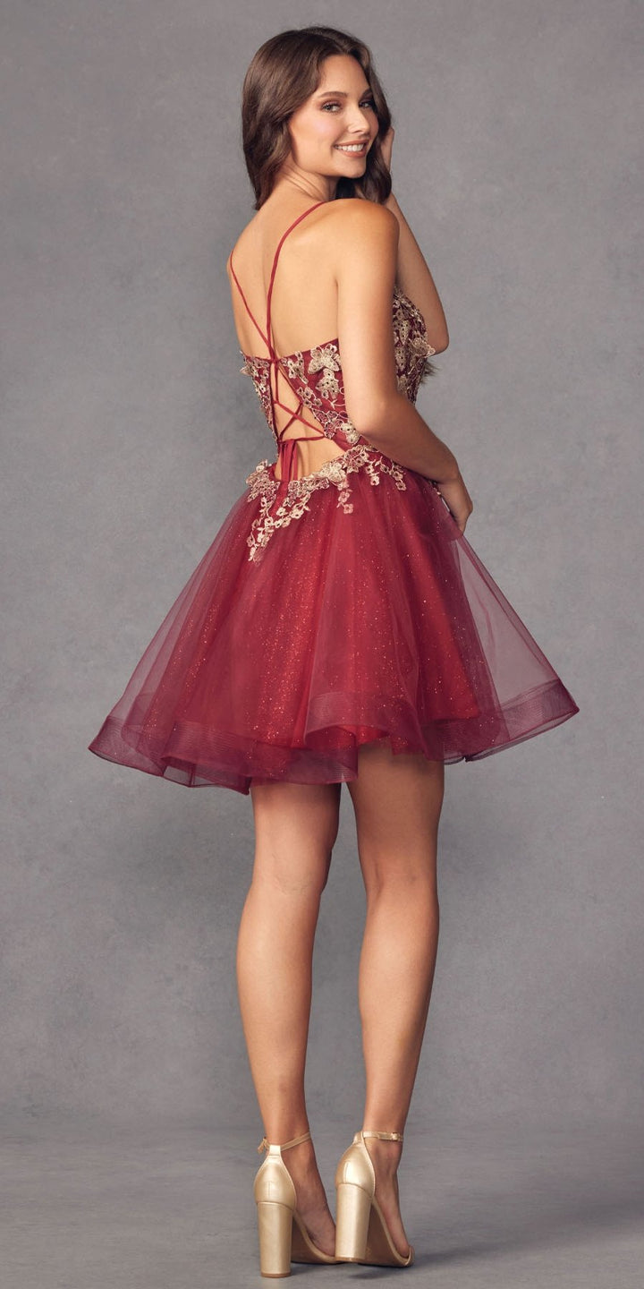 Juliet 902 Short A-Line 3D Butterfly Applique Layered Tulle Gown