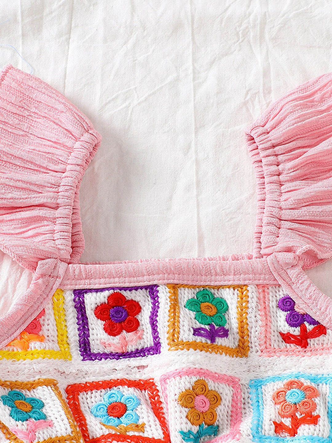 Children's Crochet Ruffle Trim Jumpsuit