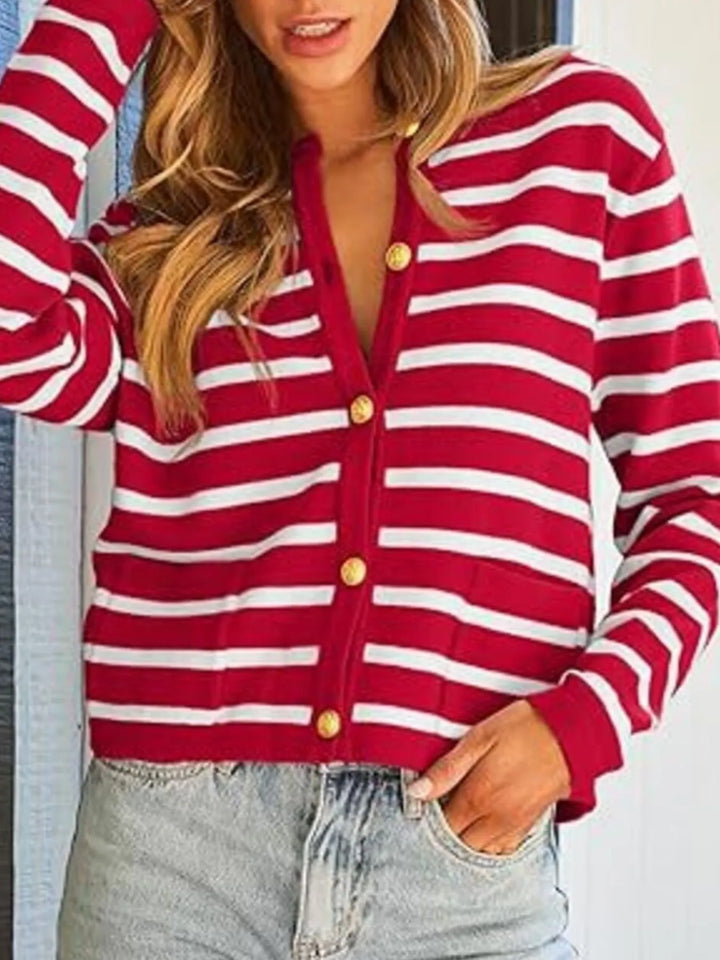 Striped Button-Up Cardigan