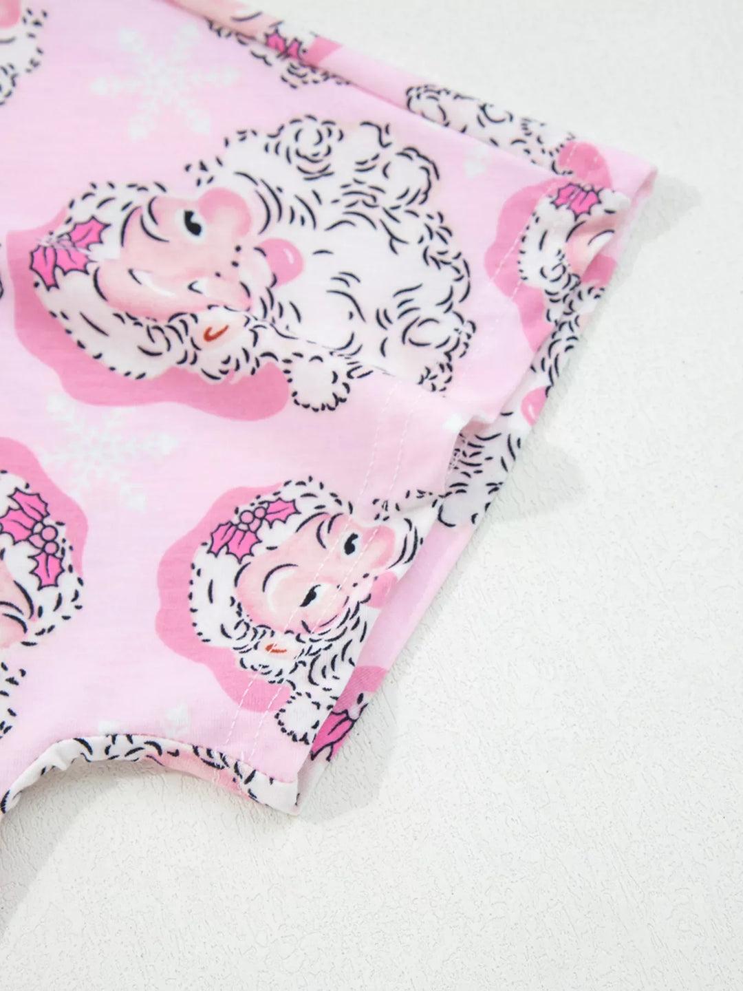 Santa Claus Print V Neck Tee Drawstring Pants 2pcs Lounge Set