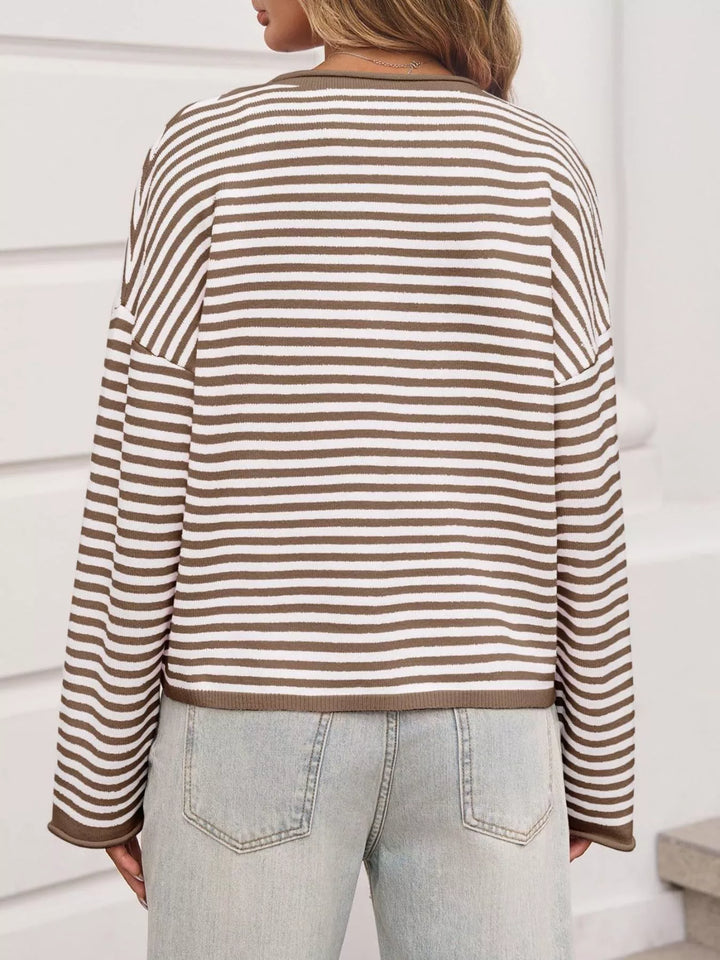 Striped Button-Up Cardigan