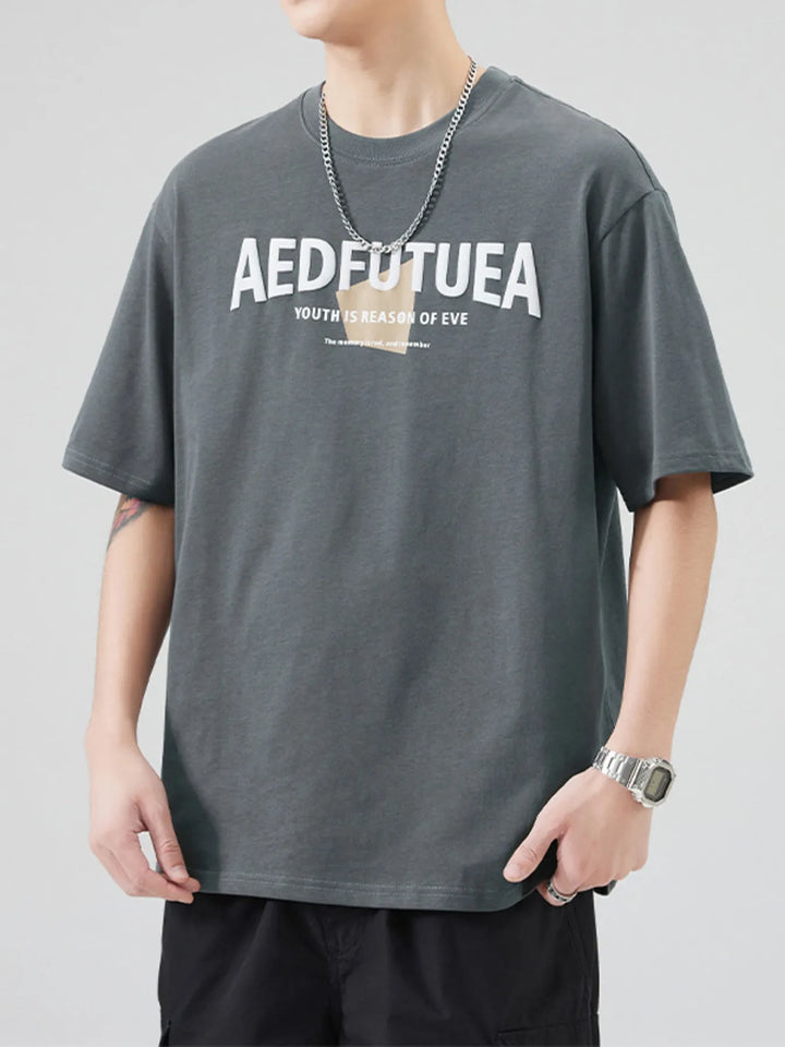 Men's Plus Size Letter Round Neck Half Sleeve T-Shirt