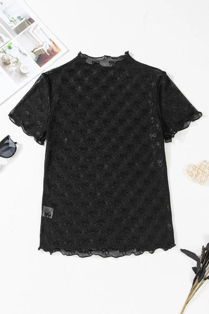 Sheer Mesh Short Sleeve Top