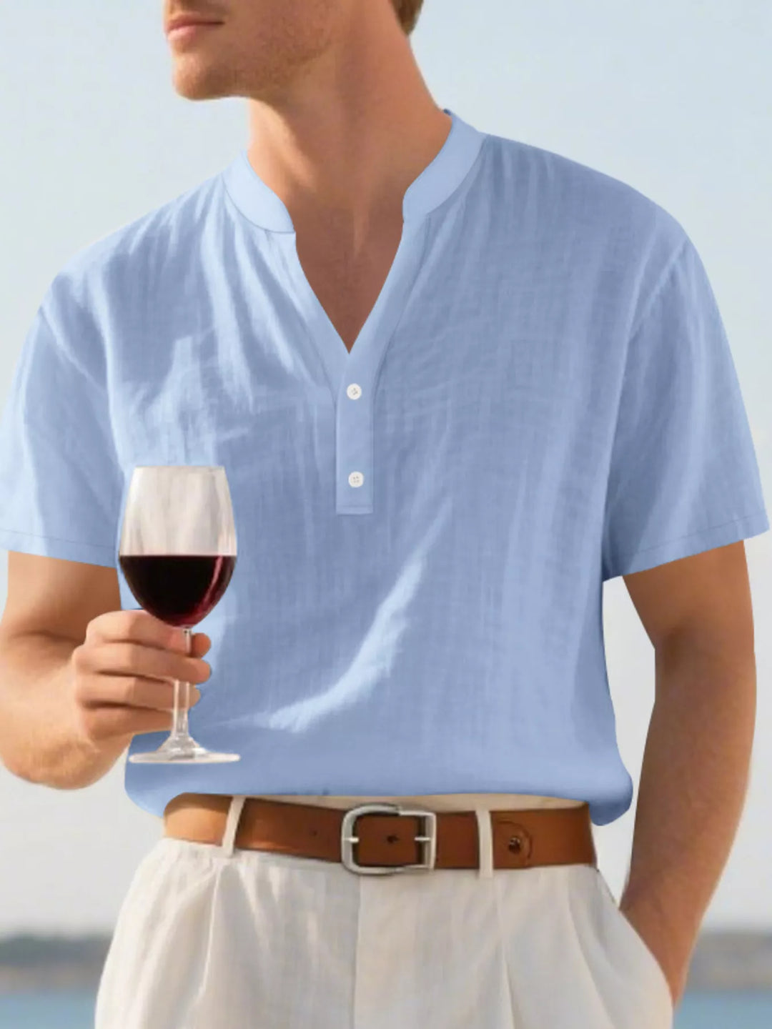 Men's Full Size Casual Linen Blend Short Sleeve Shirt Plus Size