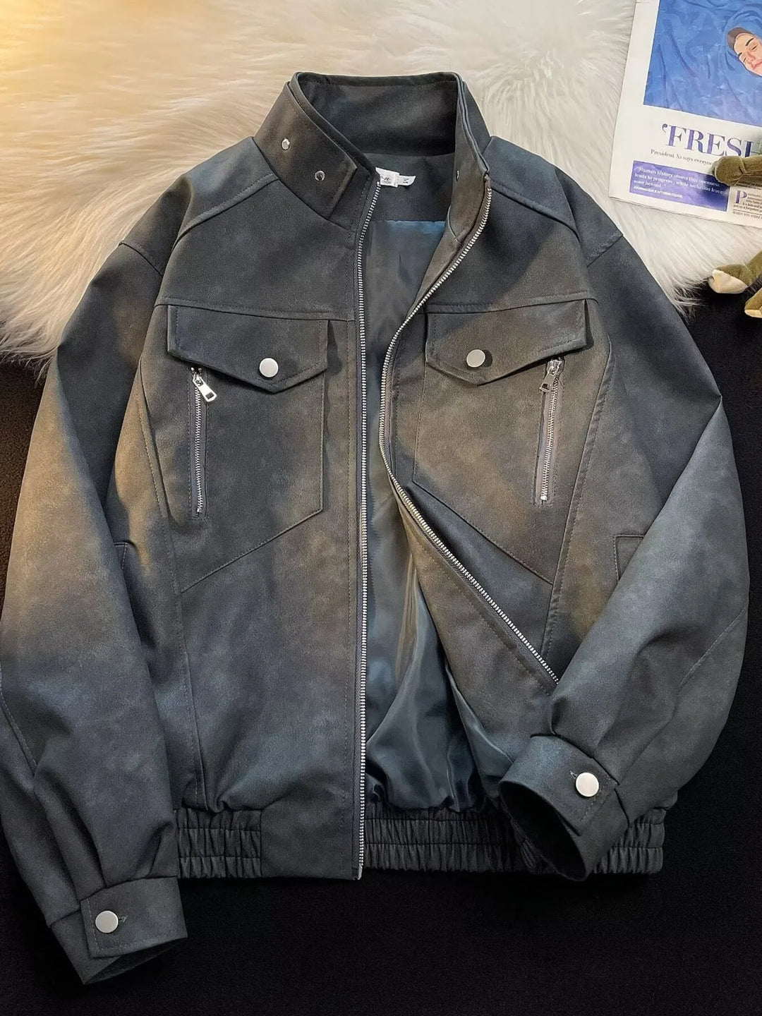Men's Zip Up Casual Bomber Jacket
