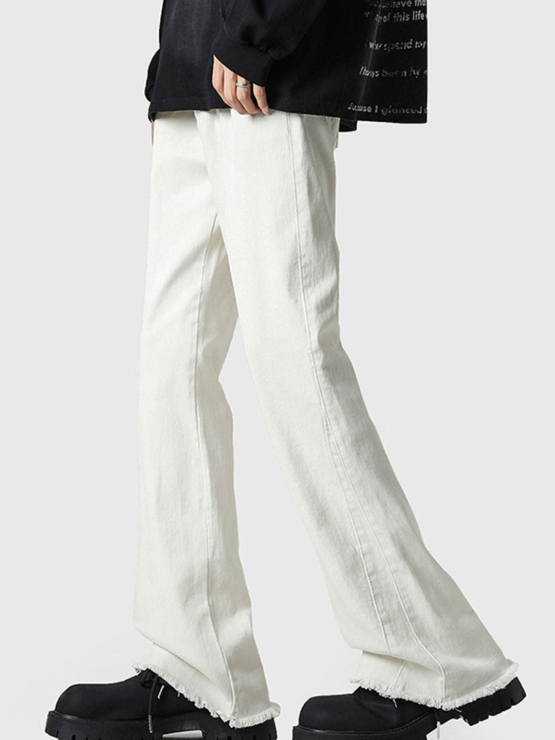 Men's Full Size Raw Hem Flare Jeans Plus Size