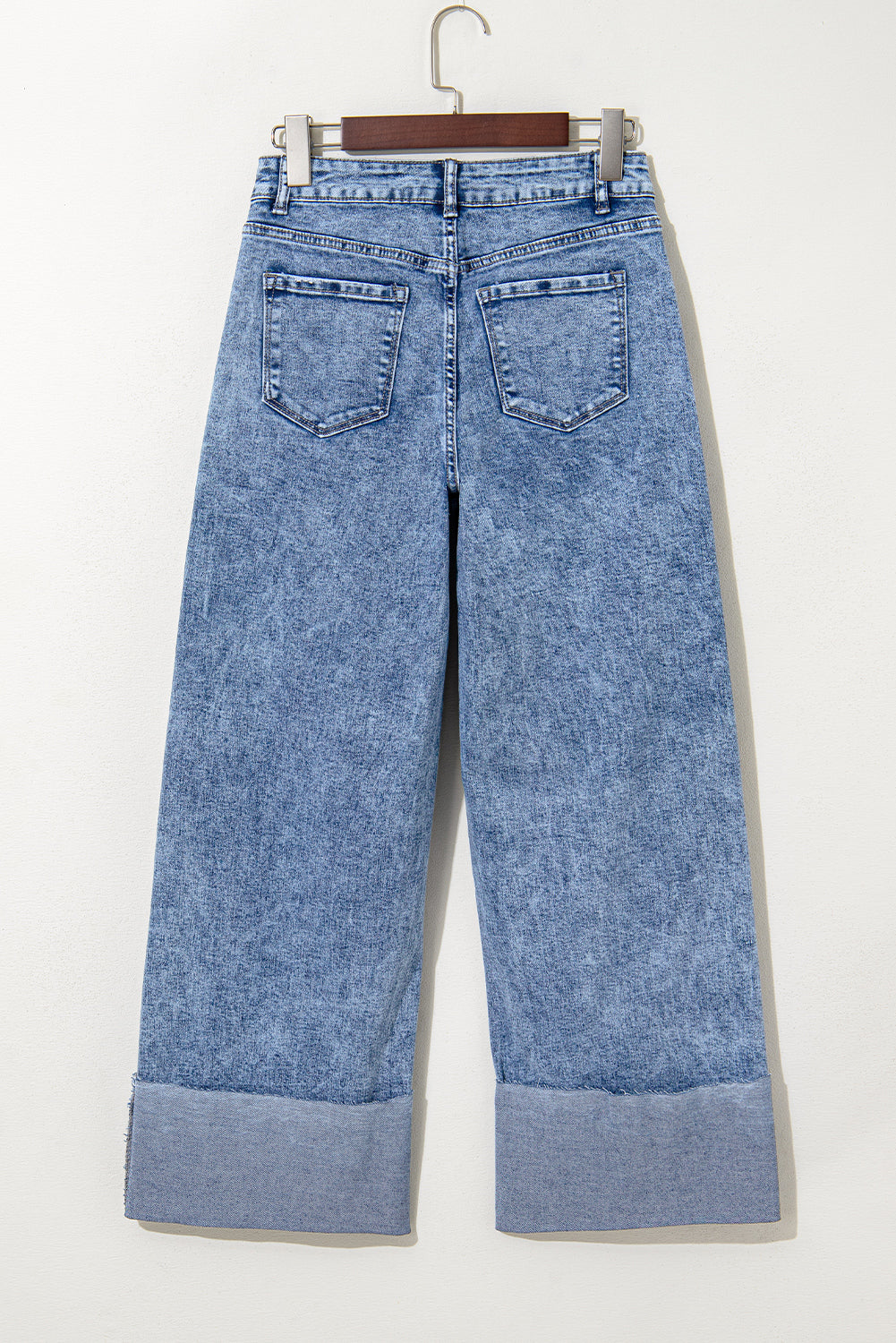 Ashleigh Blue Mineral Wash Bottom Cuff Distressed Wide Leg Jeans