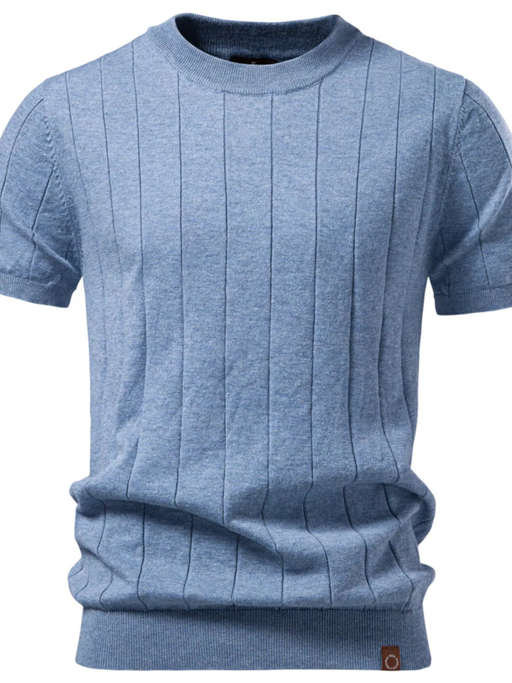 Men's Ribbed Knit Short Sleeve Sweater