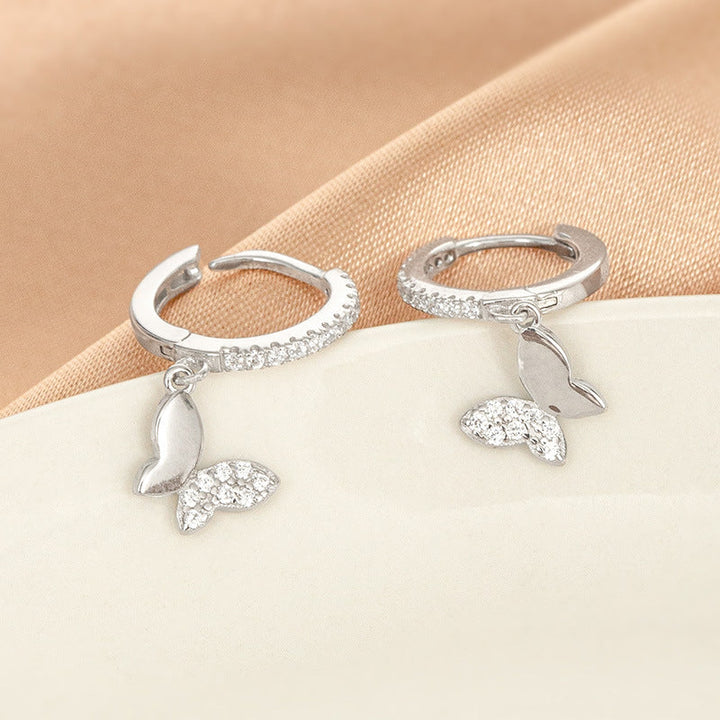 S925 Silver Korean-Style Sweet Butterfly Earrings