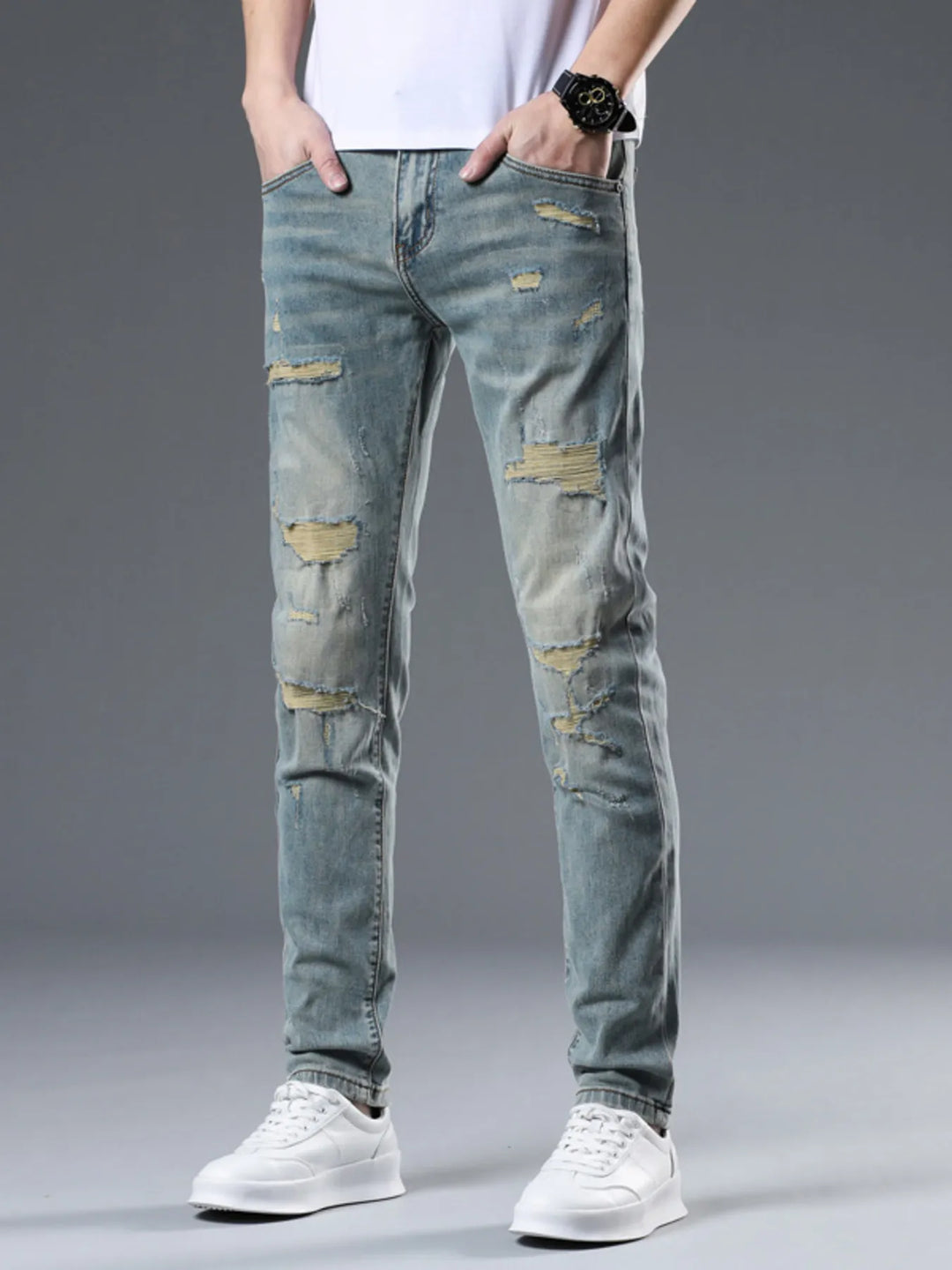 Men's Distressed Slim Fit Jeans