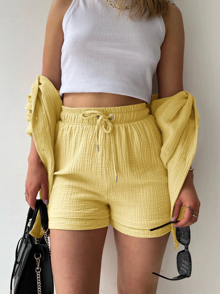 Button Up Shirt and Shorts Set