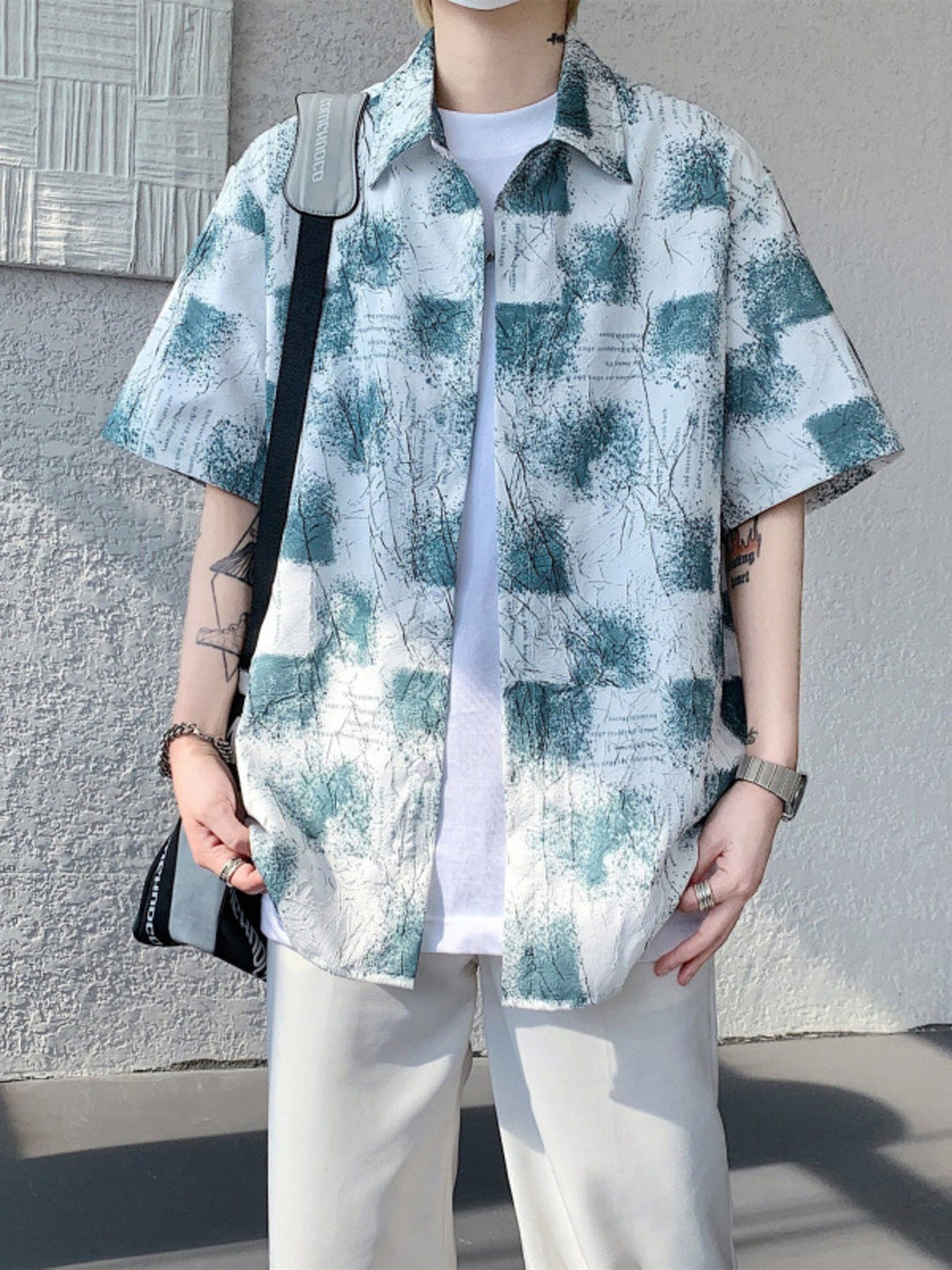 Men's Plus Size Abstract Pattern Short Sleeve Shirt