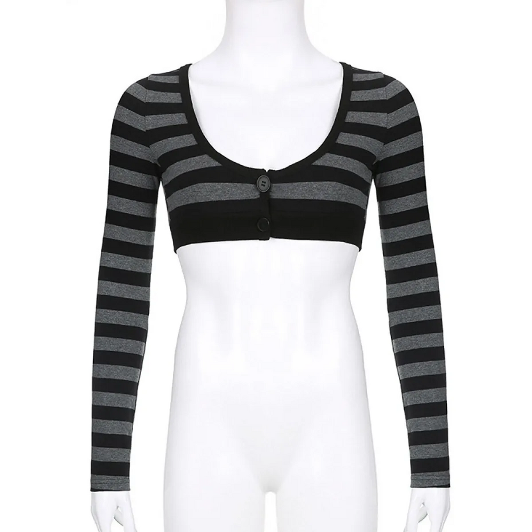 90s Grunge Style Striped Cropped Top