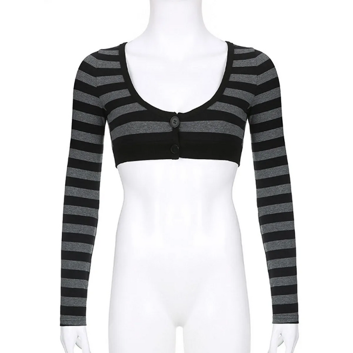 90s Grunge Style Striped Cropped Top