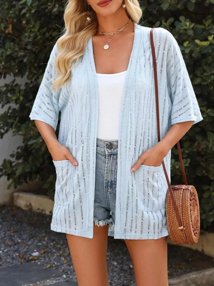 Openwork Open Front Cardigan