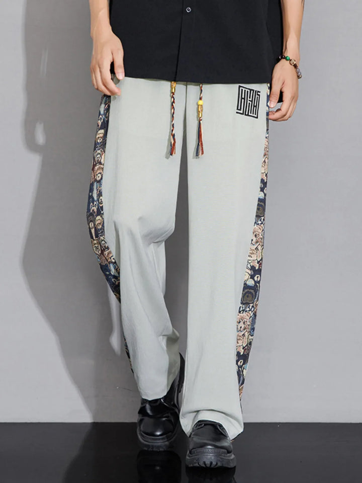Men's Full Size Printed Side Stripe Loose Pants Plus Size