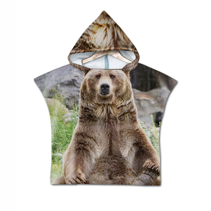 Embroidery 2-Day Delivery Embroidery Animal Digital Print Beach Towel Kids Children Hooded Bath Towel Microfiber