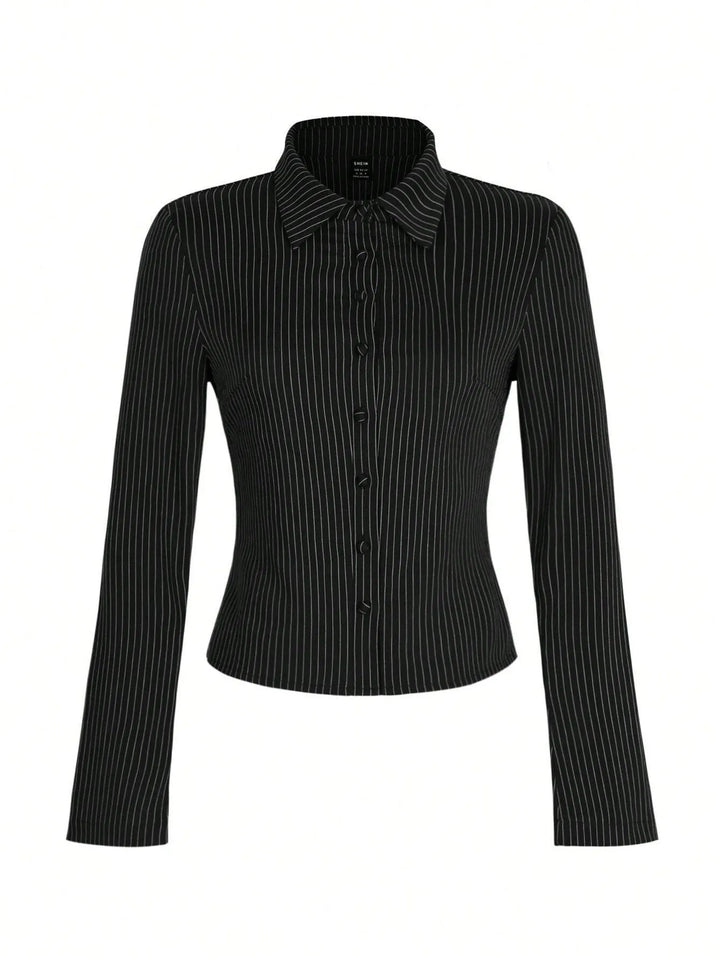 Striped Button Up Long Sleeve Shirt
