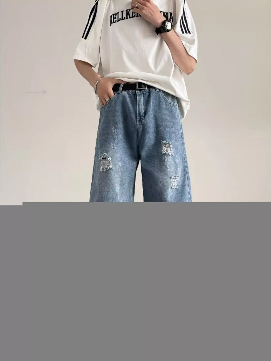 Men's Full Size Ripped Casual Loose Fit Denim Shorts Plus Size