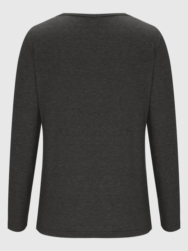 Crisscross V-Neck Long Sleeve T-Shirt