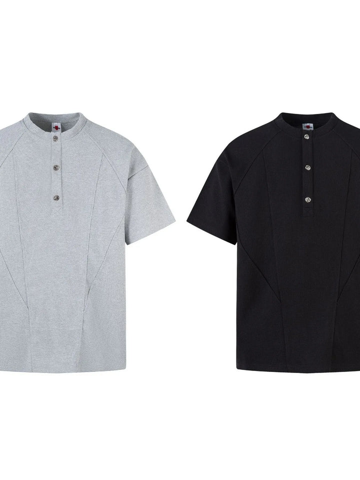 Men's Henley Structured Waffle-Knit T-Shirt